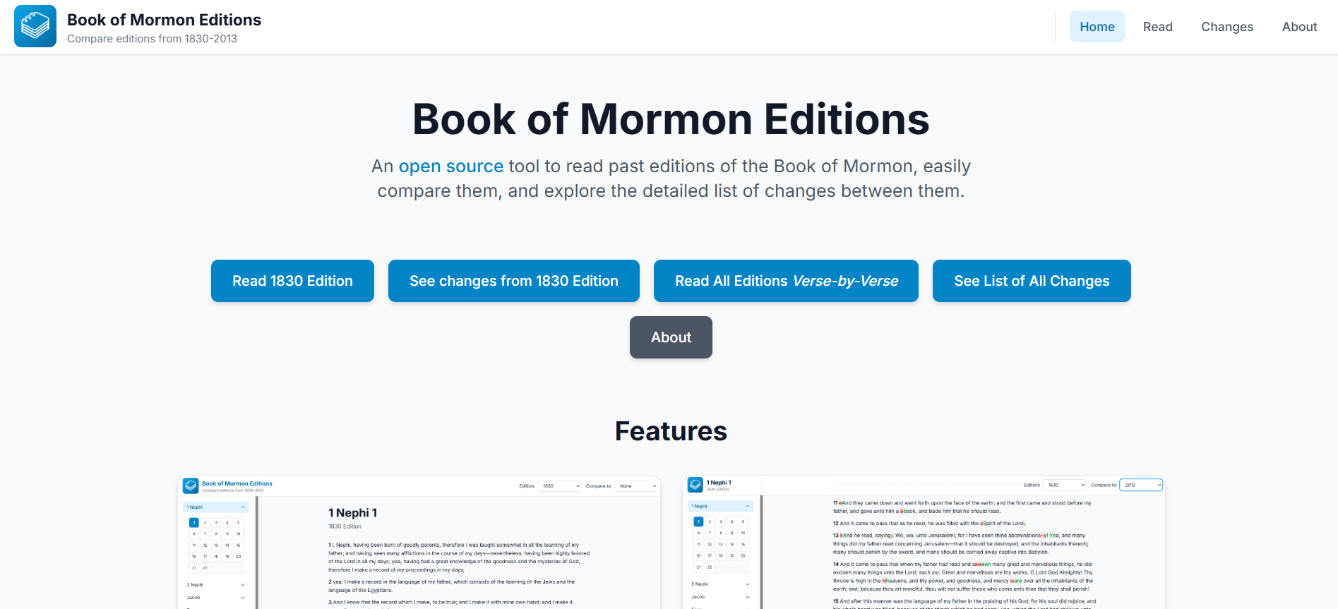 Homepage of the Book of Mormon Editions Project