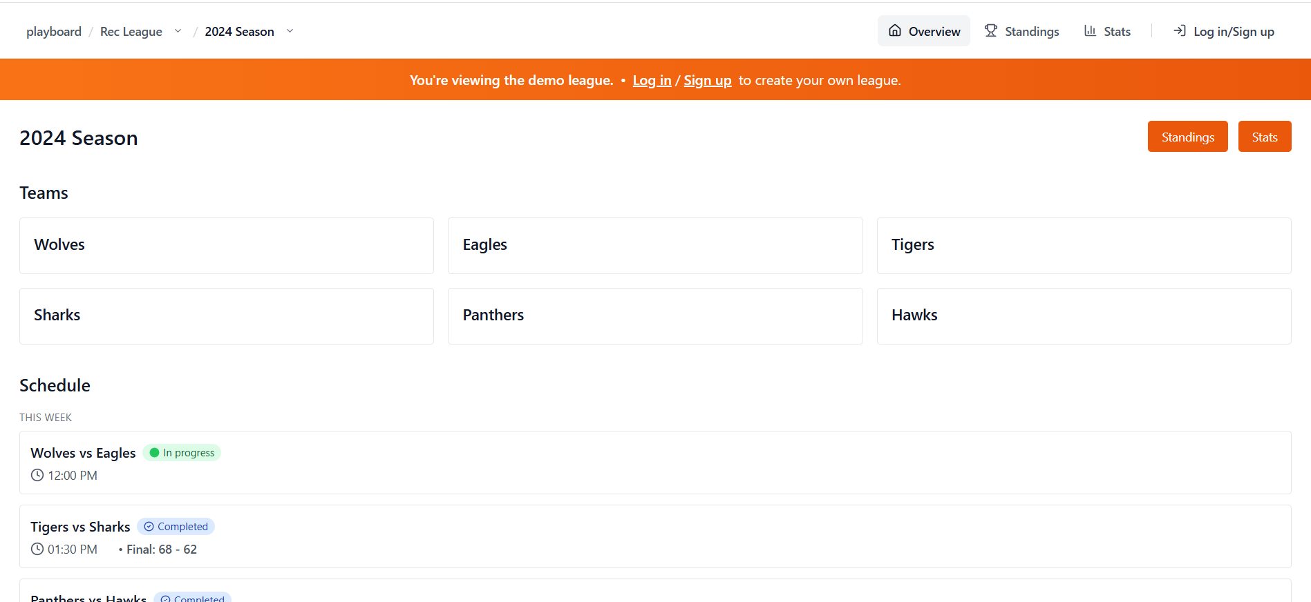 Demo Page showing basic capabilities of playboard.pro