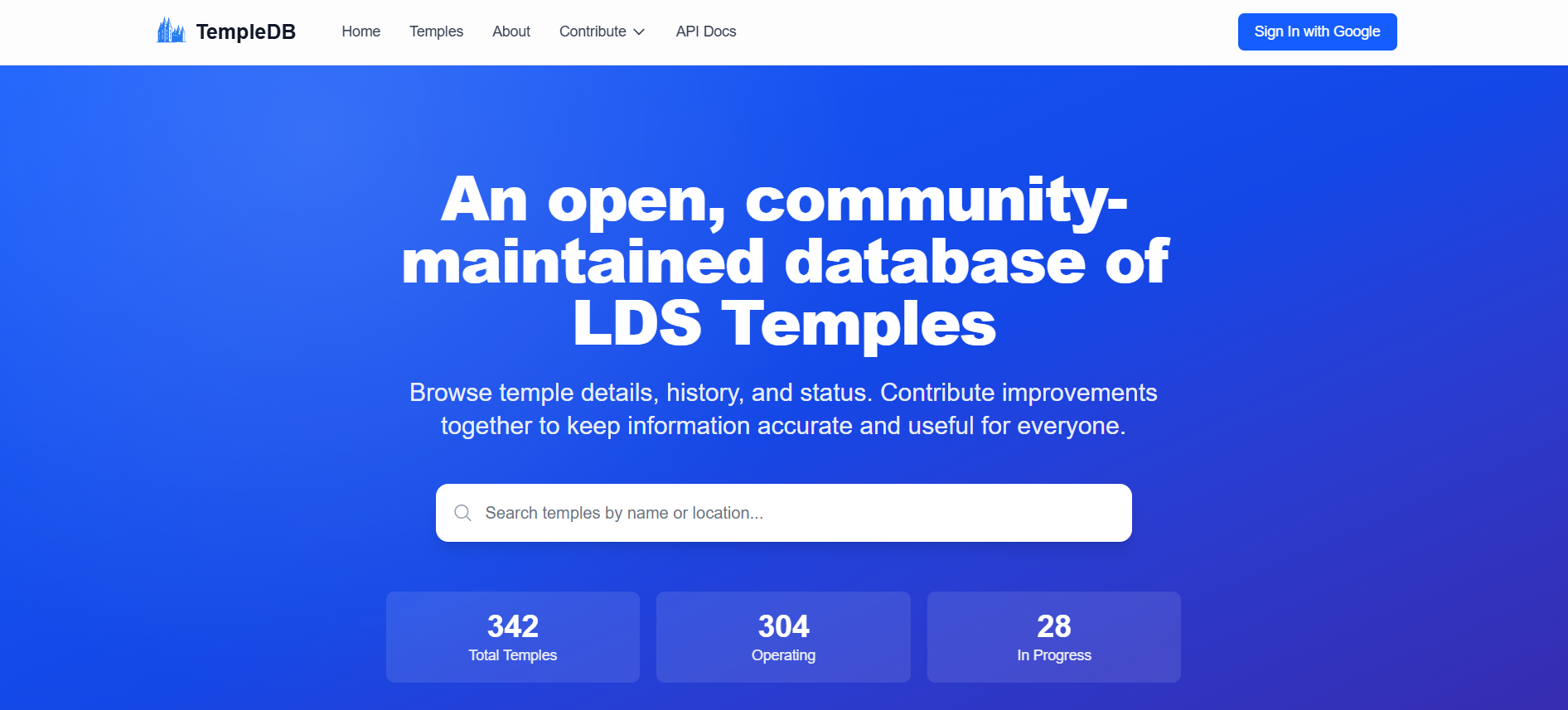 Homepage of TempleDB.org